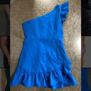 Do+Be dress, size large, one shoulder, royal blue